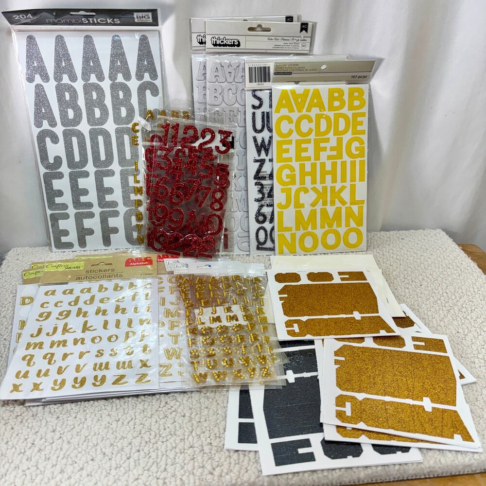 Block Alphabet & Number Sticker Lot Embellishments Scrapbook Crafts Multicolor
